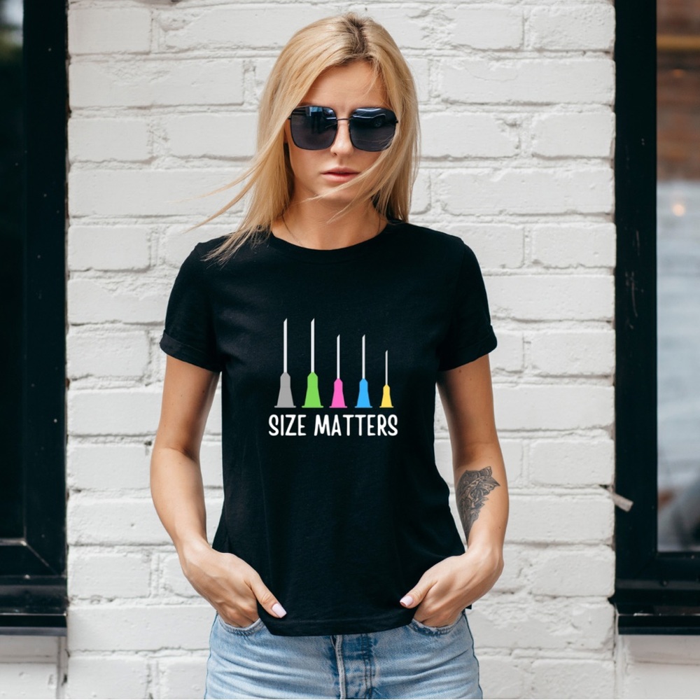 Size Matters Funny Nurse RN Healthcare Women’s Short Sleeve T-shirt